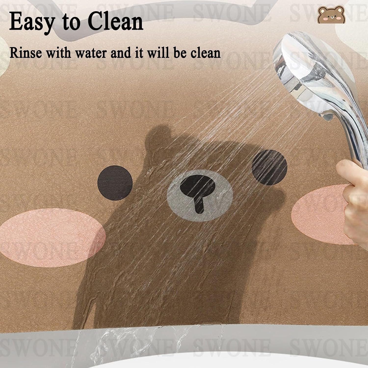 Absorbable Water Stone Mat - Diatomite Stone Bath Mat, Quick Dry Diatomaceous Earth Bath Shower Mat, Non-Slip Rubber Bathtub Floor Mat(Dog B,60 * 90cm)