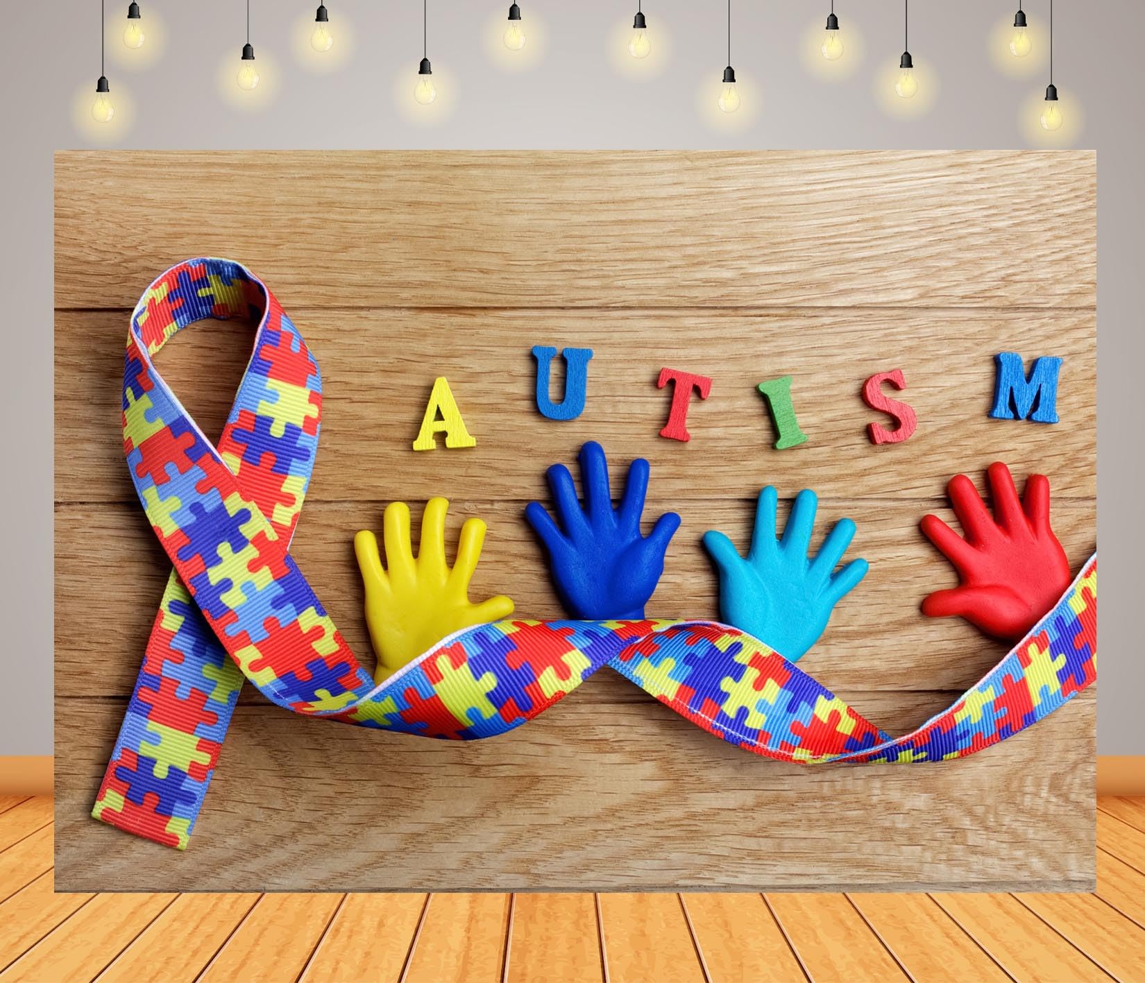 BELECO 8x6ft Autism Awareness Backdrop April Puzzle Piece Background Autistic Children Support Party Decoration Photo Booth Banner Studio Props