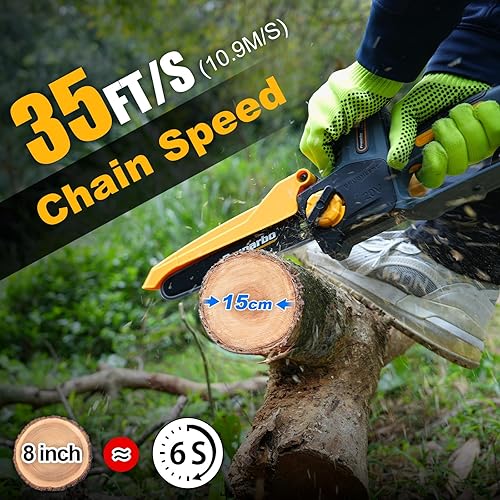 Miniatura 3 de Mini motosierra eléctrica de mano inalámbrica de 8 pulgadas, compatible con podadora de batería Makita de 18 V, engrasador automático para corte de