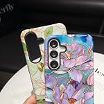 for Samsung Galaxy S25 FE Case, Cute Floral Aesthetics Vintage Phone Case Shockproof Slim Soft TPU and Hard PC Protective Cover for Women Girls, Magnolia Flowers