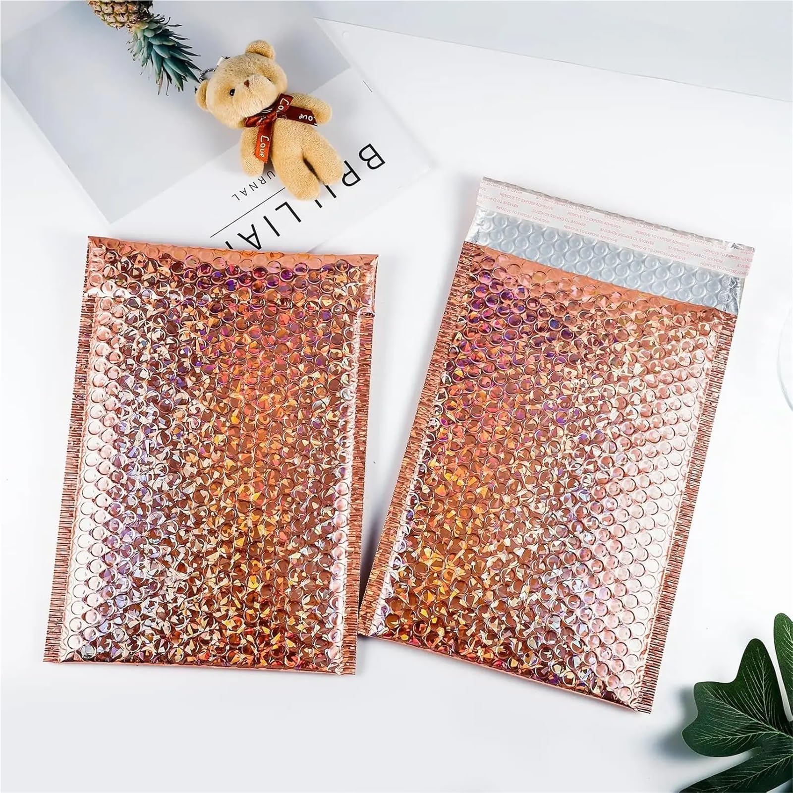 30 pezzi di buste postali imbottite impermeabili con protezione olografica, buste for spedizione(Golden,20 * 25cm)