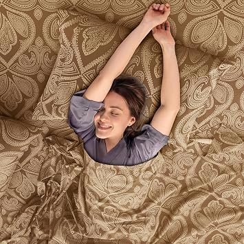 Brown Paisley Sheet Set, Full - Ultra Soft Deep Pocket | Cooling Wrinkle-Free Microfiber, Boho Floral Print | 6 Piece Set: Fitted, Flat Sheet & 4 Pillowcases | OEKO-TEX, Easy Care