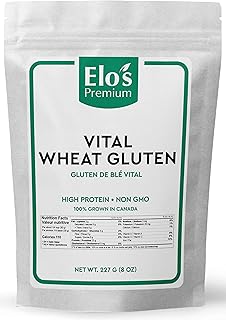 Elo’s Premium Vital Wheat Gluten (8oz) | High Protein, Non-GMO, Vegan | Perfect for Keto and Kosher Friendly | 100% Grown in Canada | Vegetarian Meat Substitute for Baking | Low Carb Alternative to Make Seitan