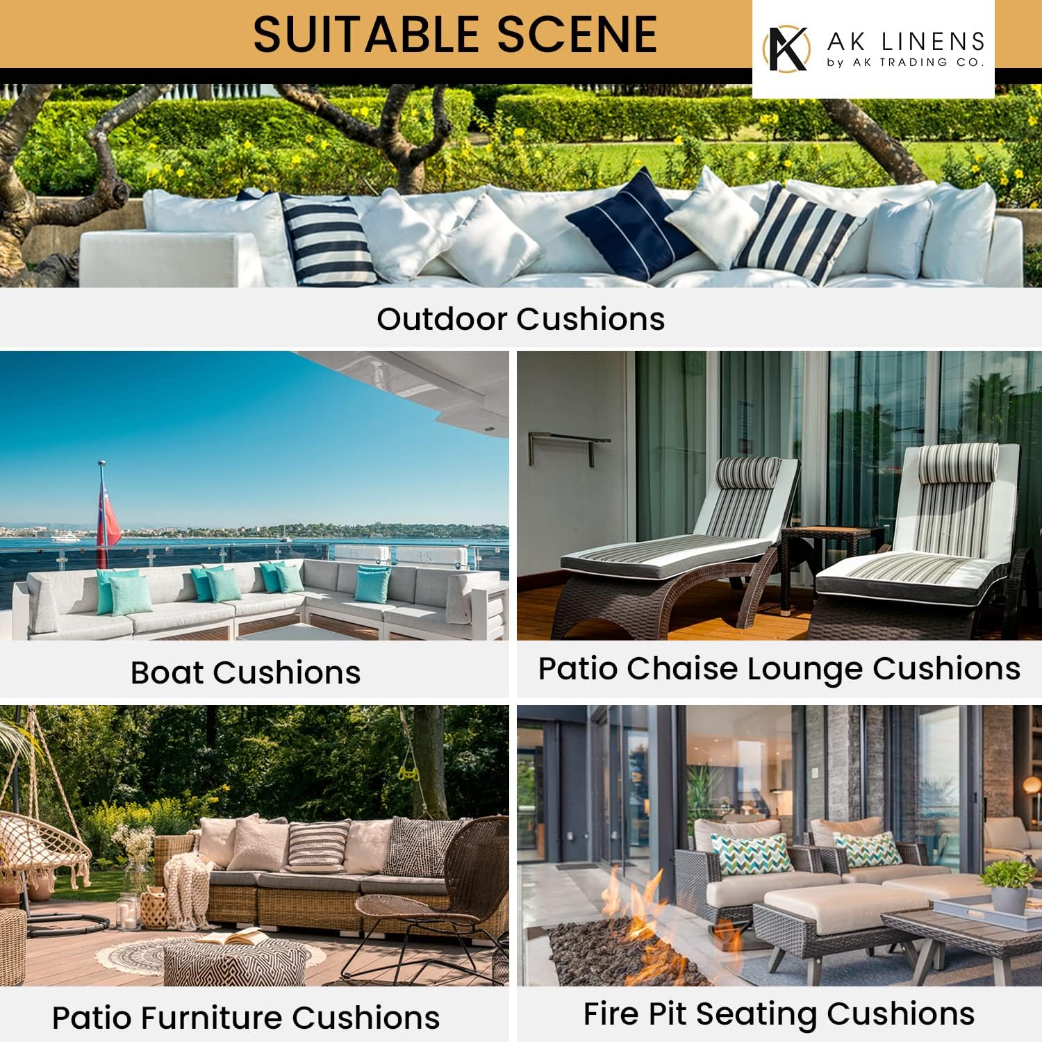 AK Trading CO. Durable and Water-Resistant Dry Fast Foam for Indoor and Outdoor Furniture Cushions - 4" Thick x 24" Wide x 72" Long