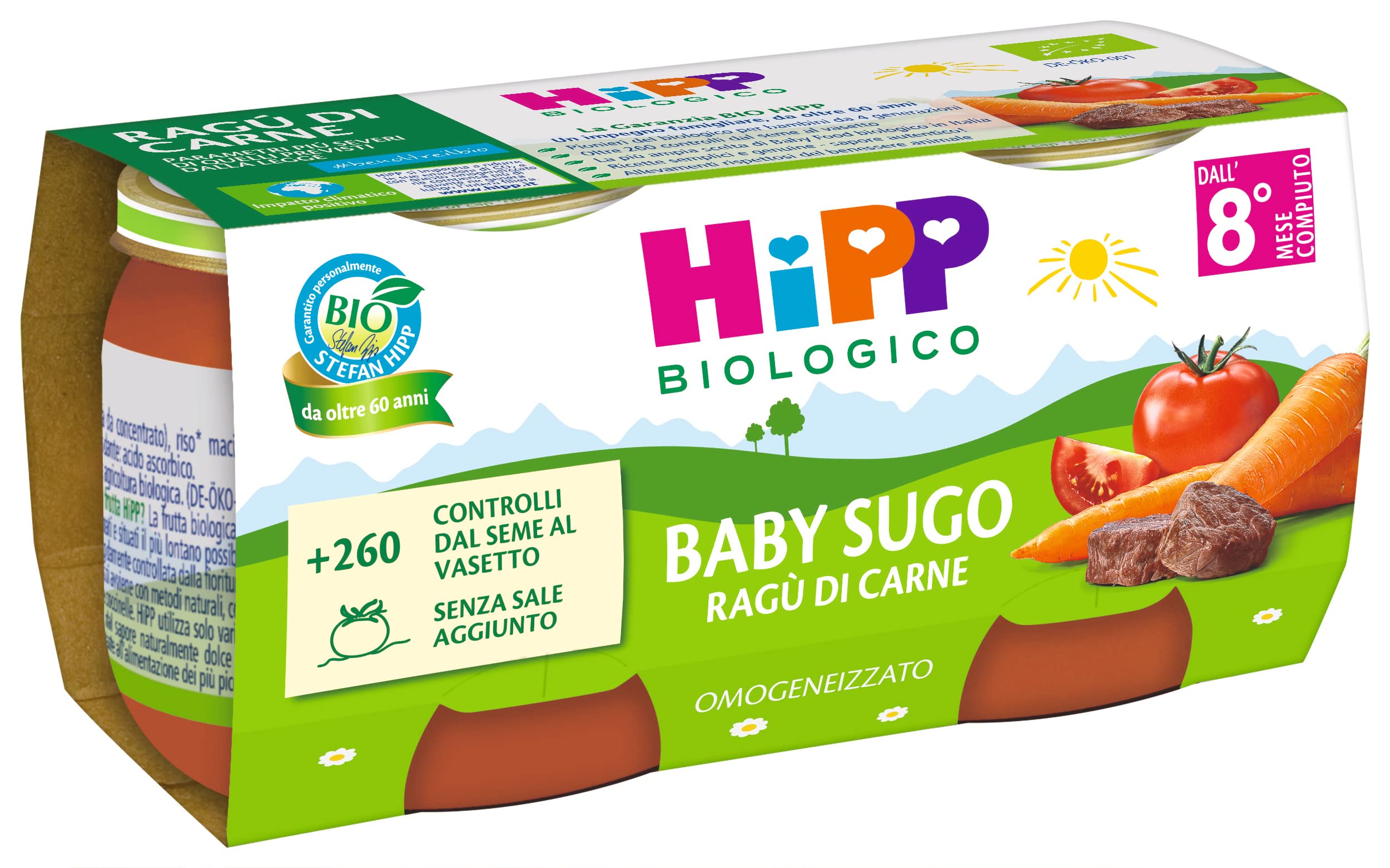 HiPP - Baby Sugo Biologico per Bambini, Gusto Ragù di Manzo, Senza Aggiunta di Sale e Aromi, 24 Vasetti da 80 g