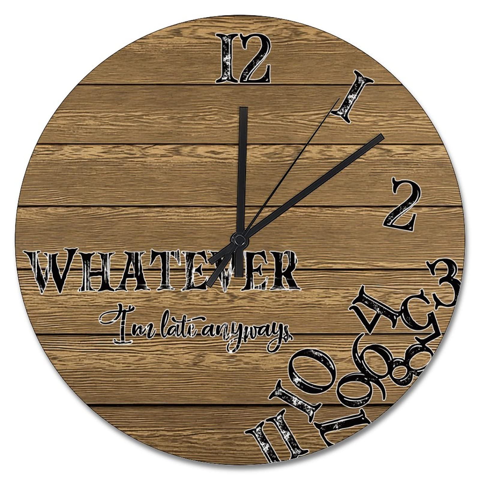 Grande horloge murale en bois marron de 38,1 cm au design rétro chic