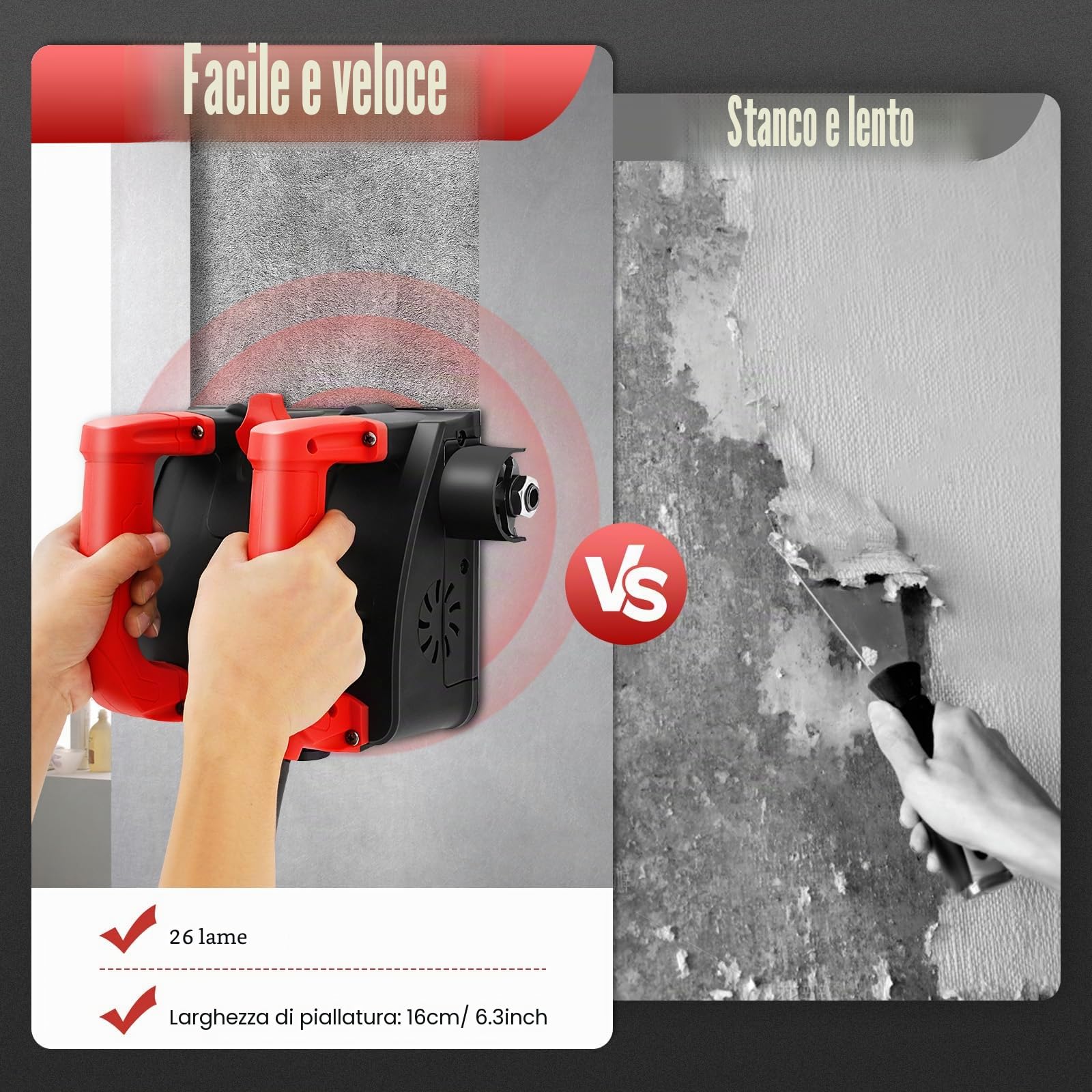 1200w Pialla Elettrica Levigatrice per Calcestruzzo Contiene 26 Lame Fresatrice a Cilindri Levigatrice a Parete Fresa Per Intonaco 3000 Giri/Min