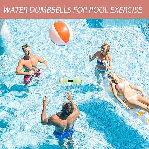Miniatura 9 de SEWACC 2 mancuernas de agua ligeras para ejercicio acuático, mancuernas de espuma EVA, barra de mano para piscina, fitness, ejercicio aeróbico
