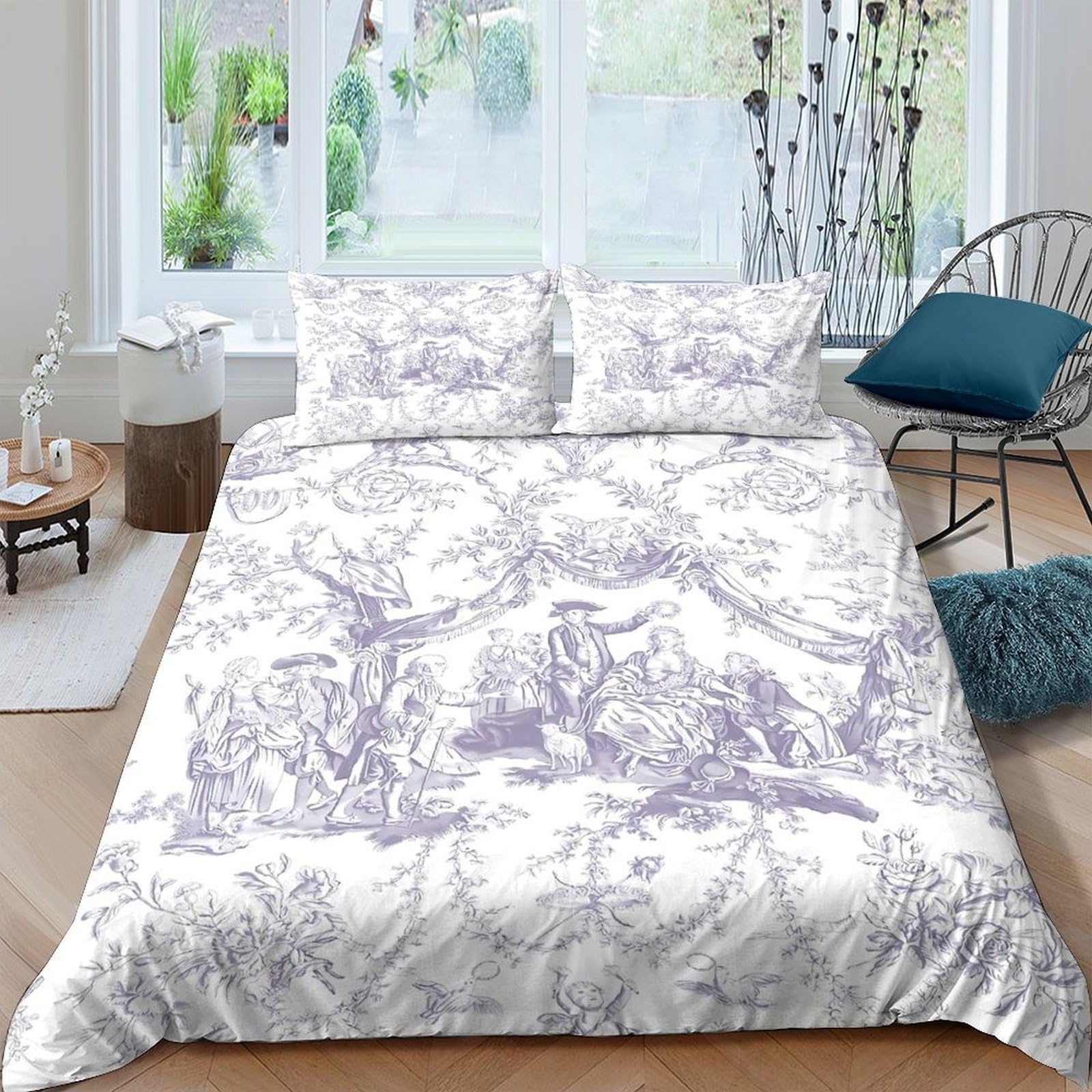 Ctjqhvkz Style-6 3D Printed Vintage Pastoral Scene Fitted Sheet Microfiber Soft Breathable Toile Mattress Cover For Bedroom Guest Room Decor Single（135X200cm）
