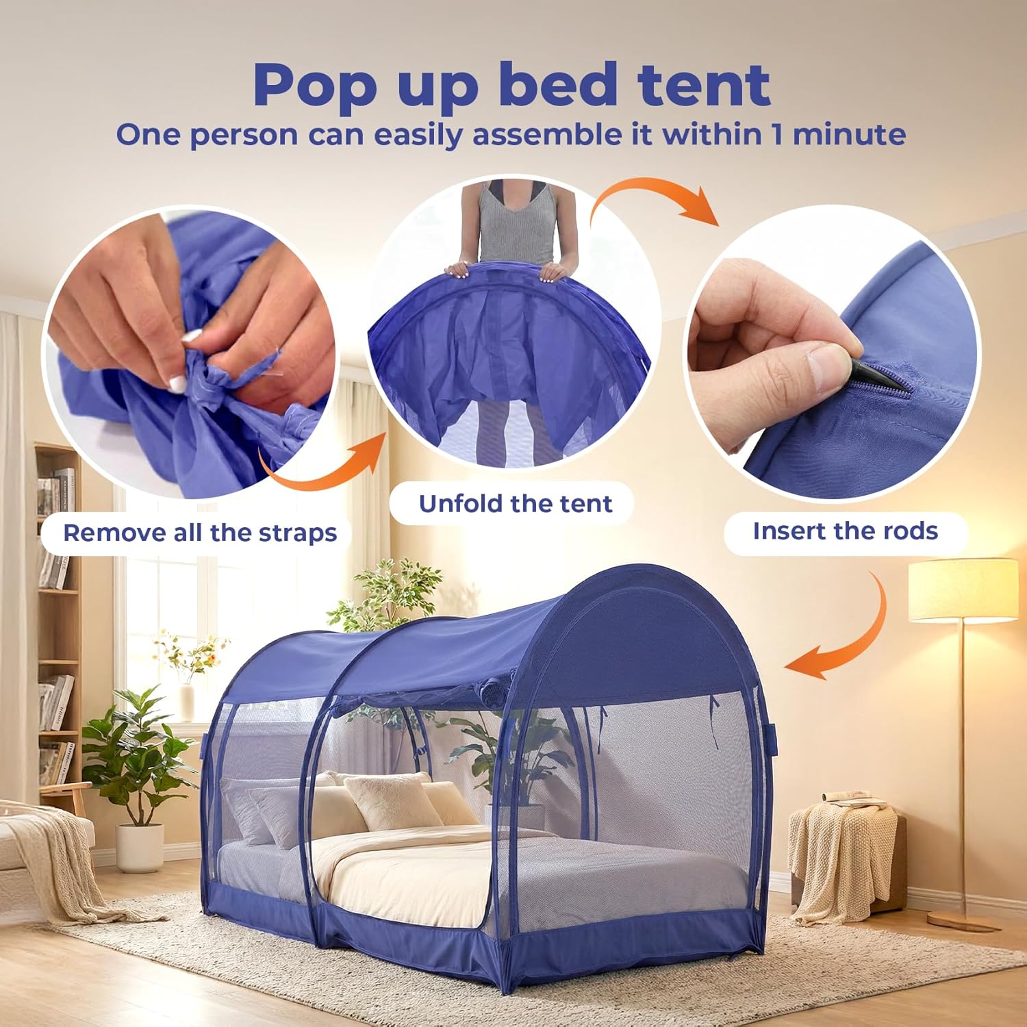 LEEDOR® Bed Tent Dream Tents Bed Canopy Shelter Cabin Indoor Privacy Warm Breathable Pop Up Twin/Full/Queen for Kids and Adult Patent Pending(Mattress Not Included)