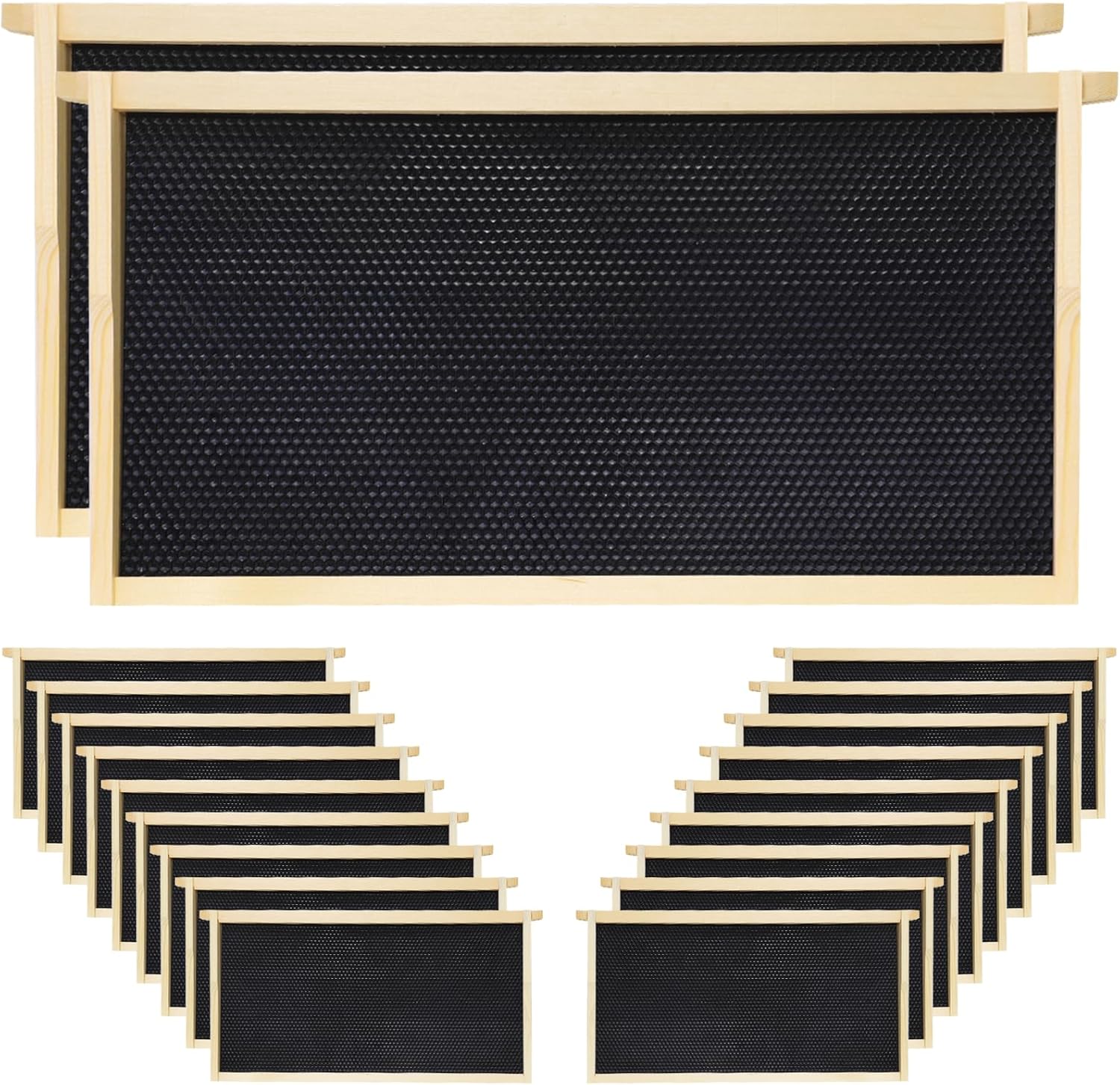 20 Pack Black Bee Deep Frames Unassembled, Wooden Bee Hive Frames with Plastic Beeswax Coated Foundations for Deep Brood Box