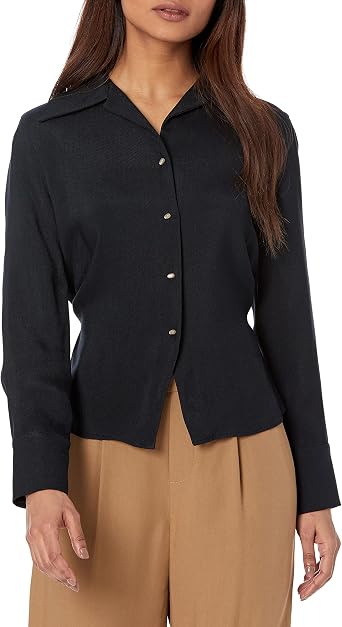 Vince Womens Fitted Shaped Collar Blouse