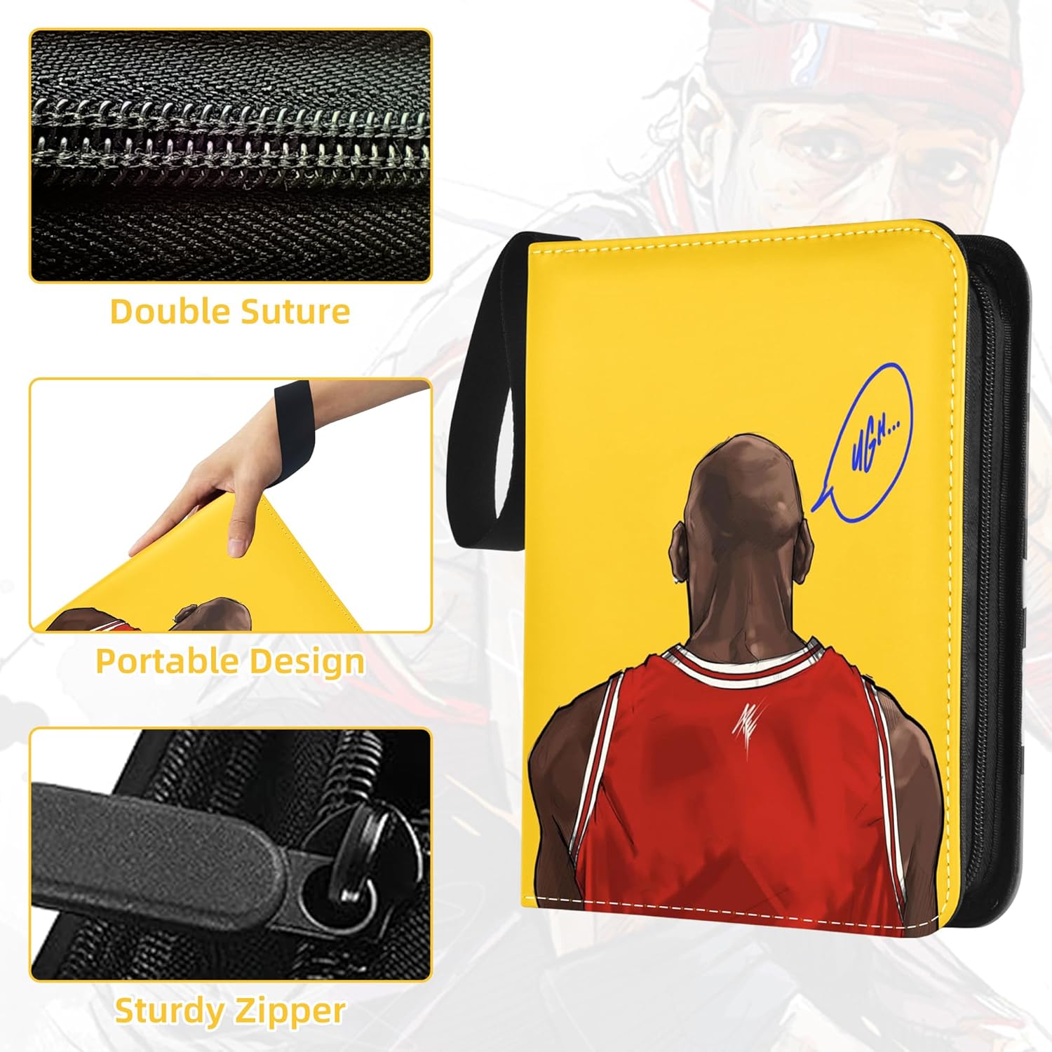 Basketball Sports Card Binder 4-Pocket: Portable Zipper Trading Cards Holder - Waterproof 400 Cards Ablum with 50 Removable Sleeves for basketball cards 2024-2025