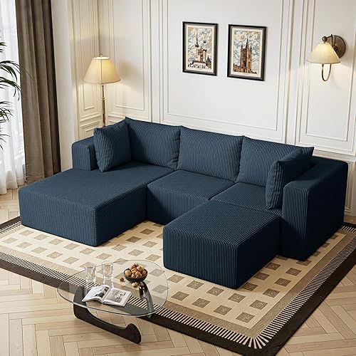 Miniatura 10 de Sofá Cloud de 105 pulgadas con diván en forma de L, juego de sofá modular con asiento profundo, sofás tapizados sin hueso para sala de estar