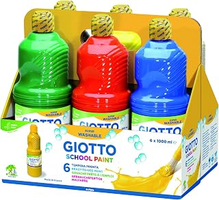 Giotto 530900 - Sortiment mit 6 Flaschen à 1 Liter Tempera-Fertigtemperatur, waschbar