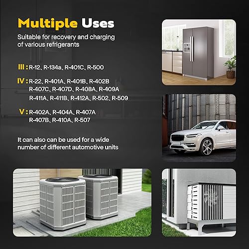 Miniatura 8 de VIVOHOME Bomba de vacío de HVAC de 2 etapas HP 9.6 CFM para sistemas R134a R12 R22 R502 R410a y VIVOHOME 34HP de un solo cilindro portátil HVAC