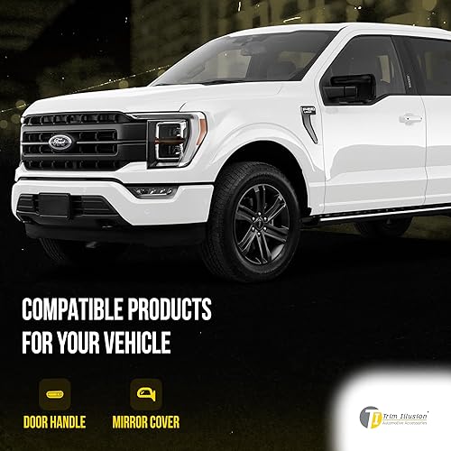 Miniatura 5 de Trim Illusion Tapas para espejo retrovisor lateral de automóvil, color negro brillante, compatibles con Ford F-150 2021-2024, MC6330BLK