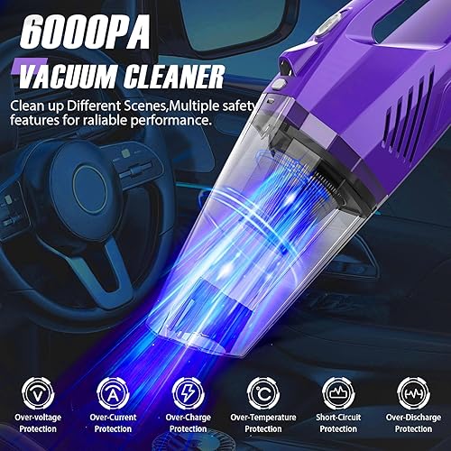 Miniatura 3 de Aspiradora de mano inalámbrica, portátil inalámbrica con potente succiónmúltiples accesorios, mini aspiradora de mano ligera de bajo ruido