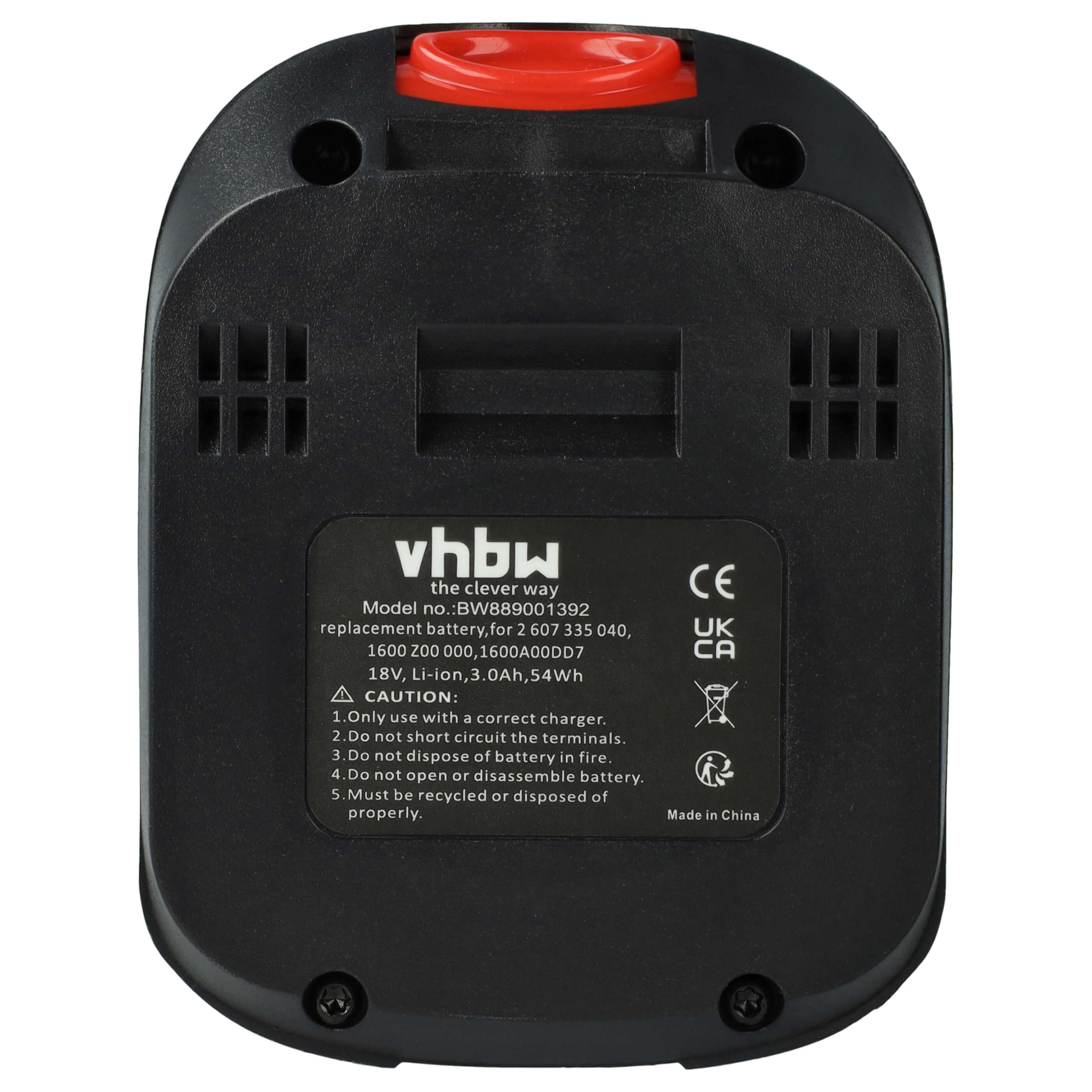 vhbw Batería Compatible con Bosch Art 23-18 LI, AHS 55-20 LI, ALB 18 LI, Art 26-18 Li Herramienta, Herramientas de jardín (3000 mAh, Li-Ion, 18 V)