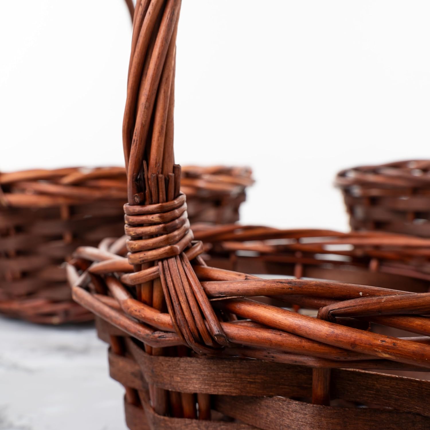 Simple Elements Brown Wedding Wicker Basket – 3 Pieces Each, Decorative Event Basket for Artificial Flower/Lights Decoration, Home Décor Accessory| Event Décor Accessories