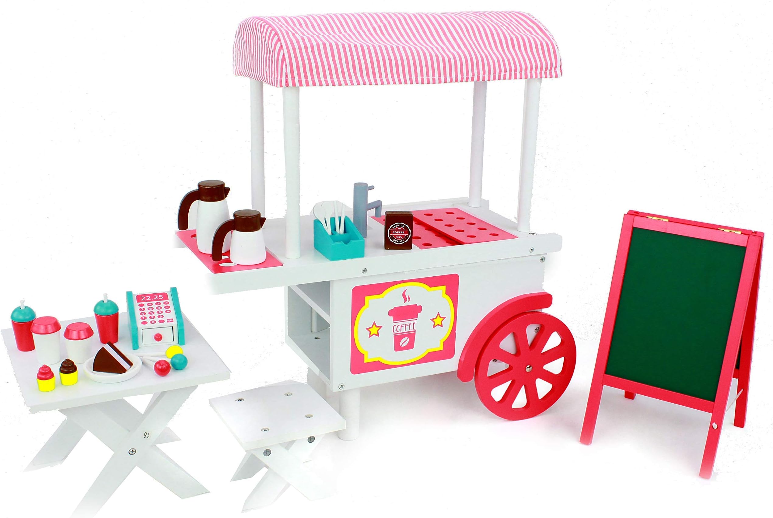 Playtime by Eimmie Doll Cafe - Food Cart and Doll Accessories - Food Stand for 18 Inch Doll