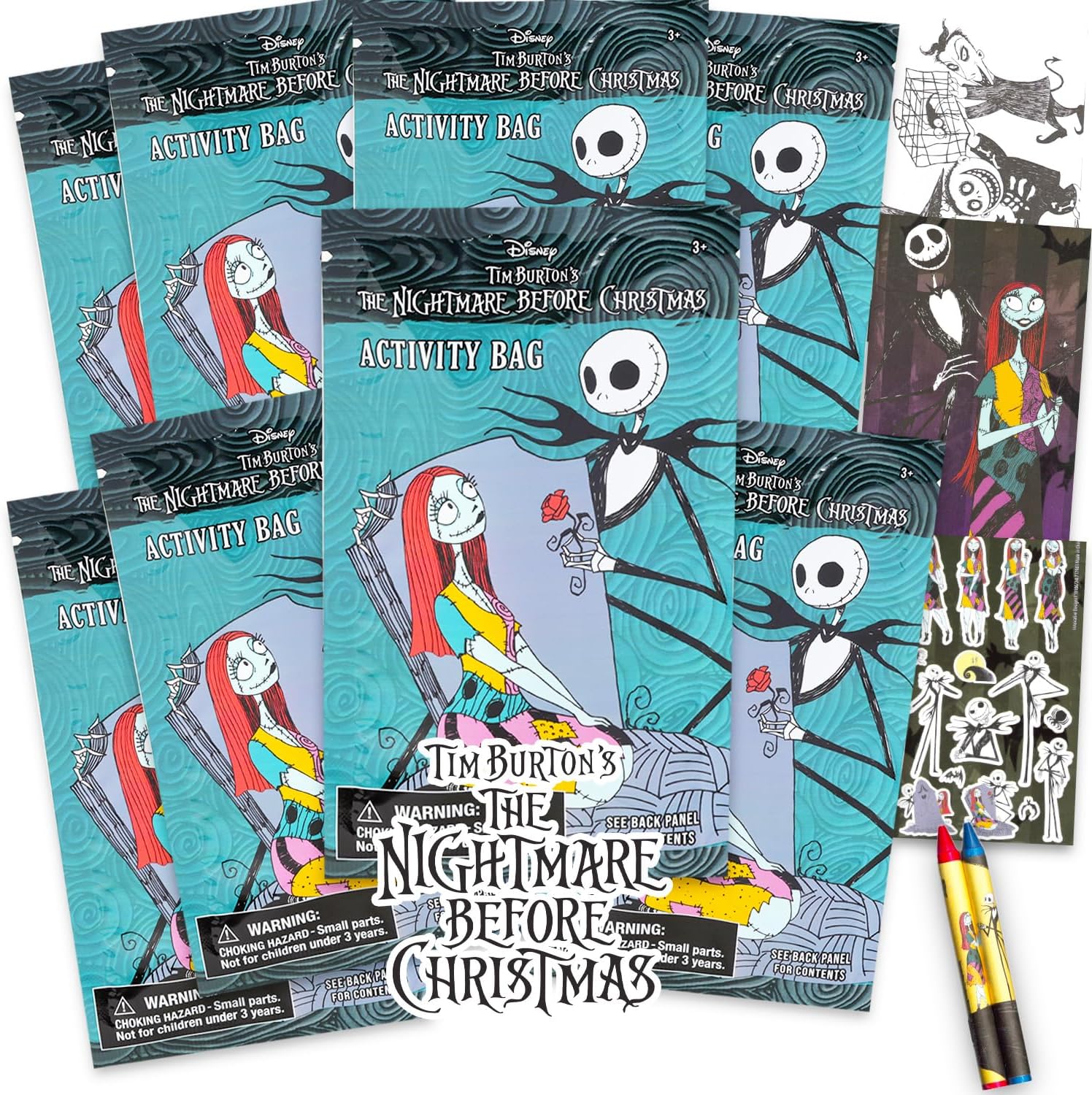 Nightmare Before Christmas Party Favors Bundle - 8 Mini Activity Packs