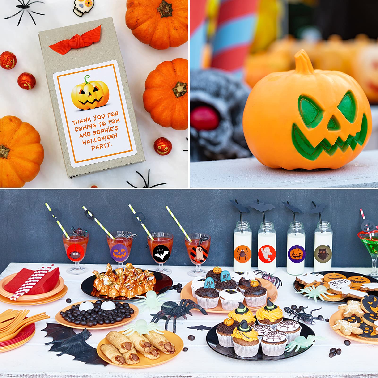 200 Adesivi Rotondi Di Halloween Da 4 Cm – Fantasmi, Zucche, Pipistrelli, Ragni E Gatti Neri Con Scritta Happy Halloween
