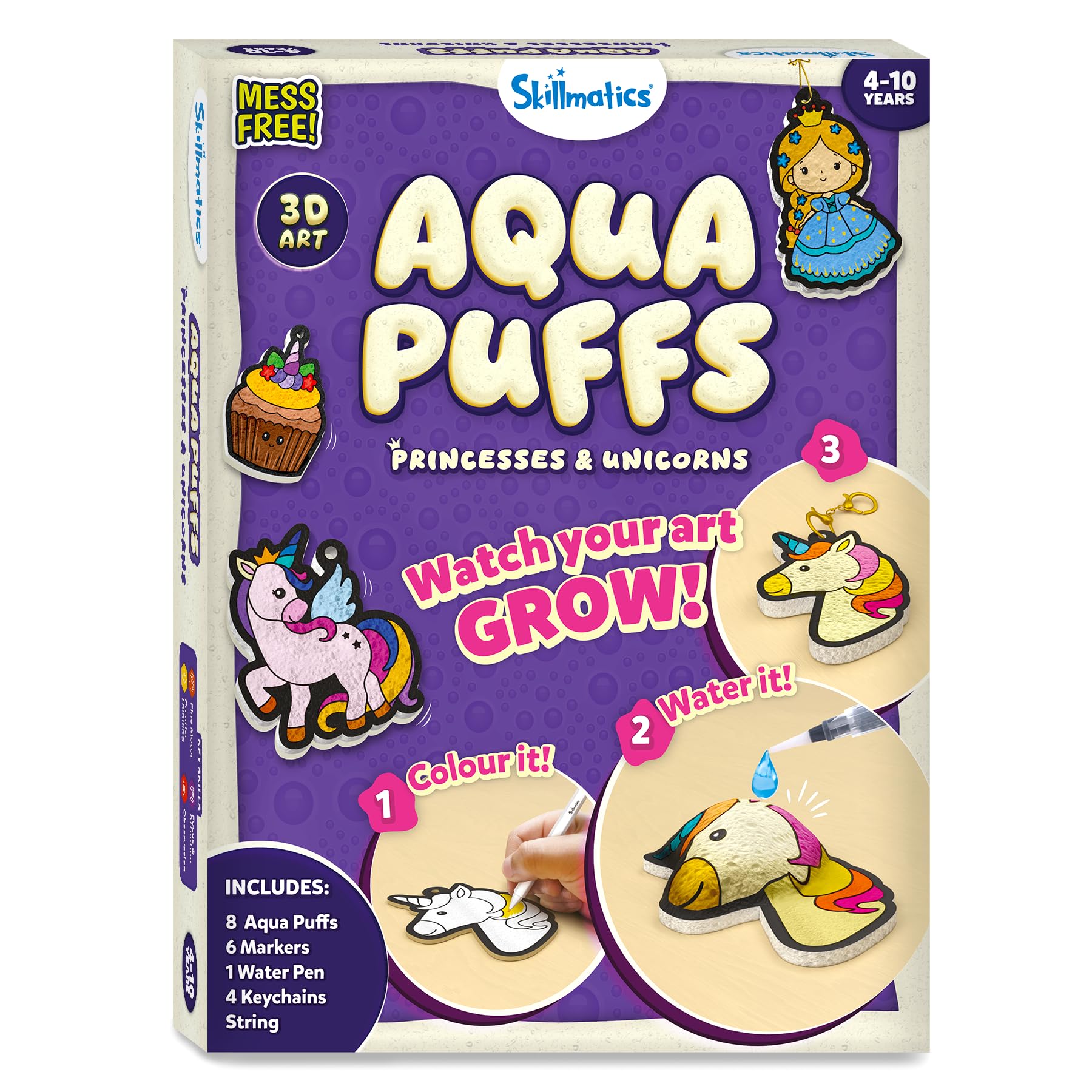 Skillmatics 3D Art Kit - Aqua Puffs Princesses & Unicorns, Mess-Free Painting Craft for Kids, DIY Colour & Inflate Activity, Travel Toys & Creative Gifts for Girls & Boys Ages 4, 5, 6, 7, 8, 9, 10 - Image 9 thumbnail