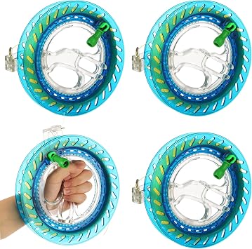 CYEAH 4 Pack Kite String with Reel, 7 Inch Dia Kite Reel Winder Grip Wheel with 656 Ft Flying Line String, Kite Flying Line with Smooth Spool & Tangle-Free Design for Outdoor Kite Flying Experience