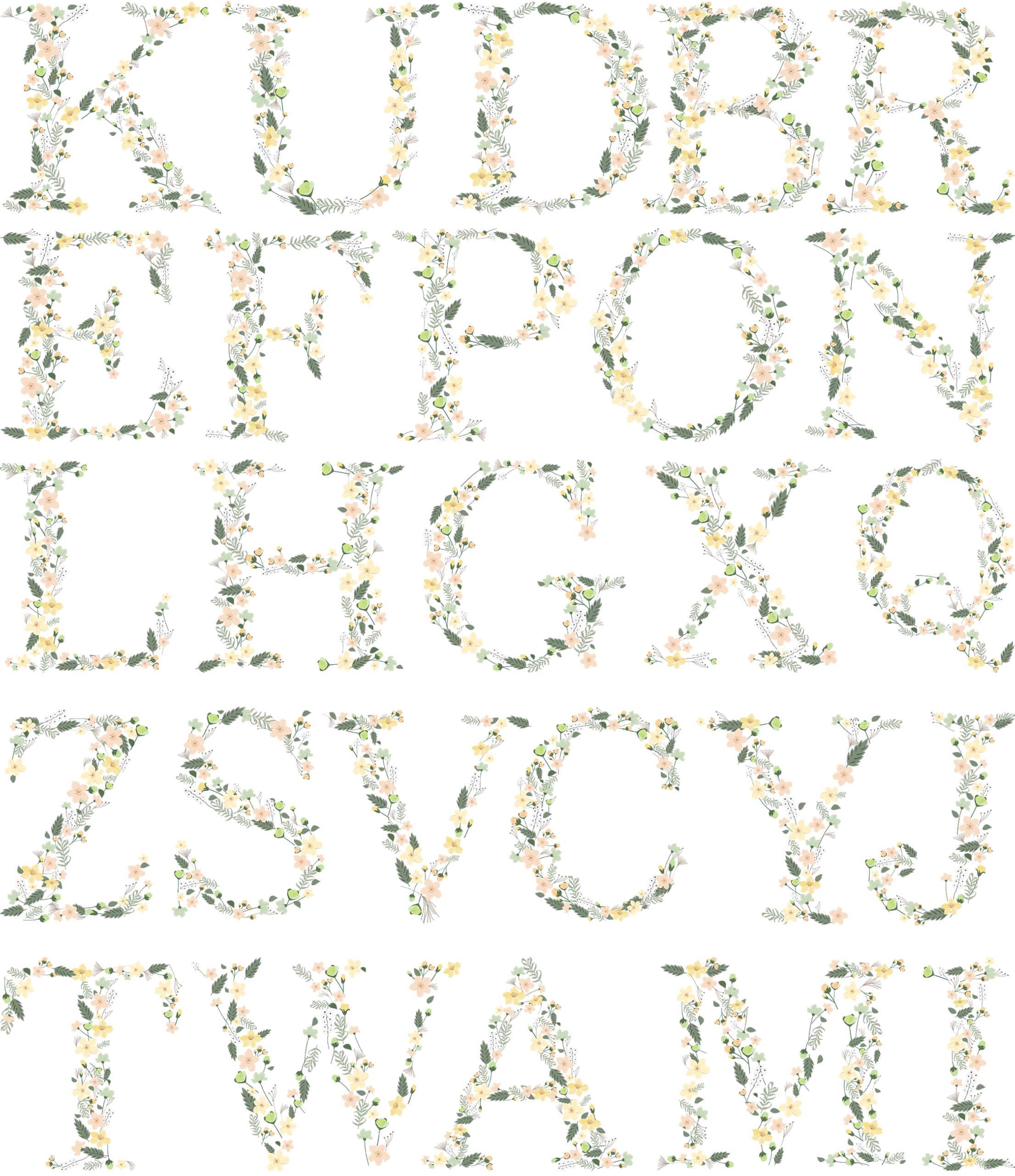 UV DTF Cup Wrap -A-Z 3.5IN Letter UV DTF Cup Wraps for 16 oz Alphabet Uvdtf Cup Wraps Flower UV DTF Decals Waterproof uvdtf Wraps for Glass Cups Wood