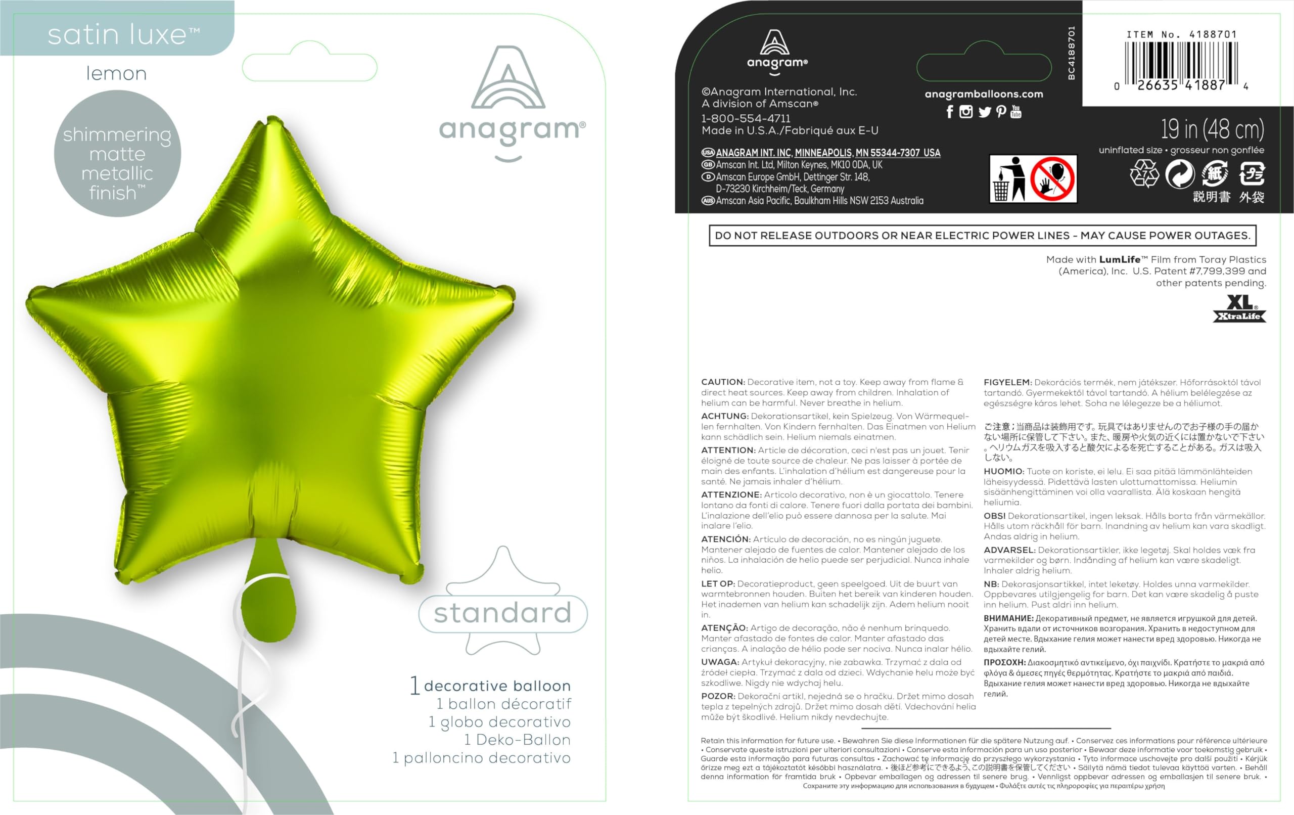 amscan 4188701 SD-S: Satin Lemon Star