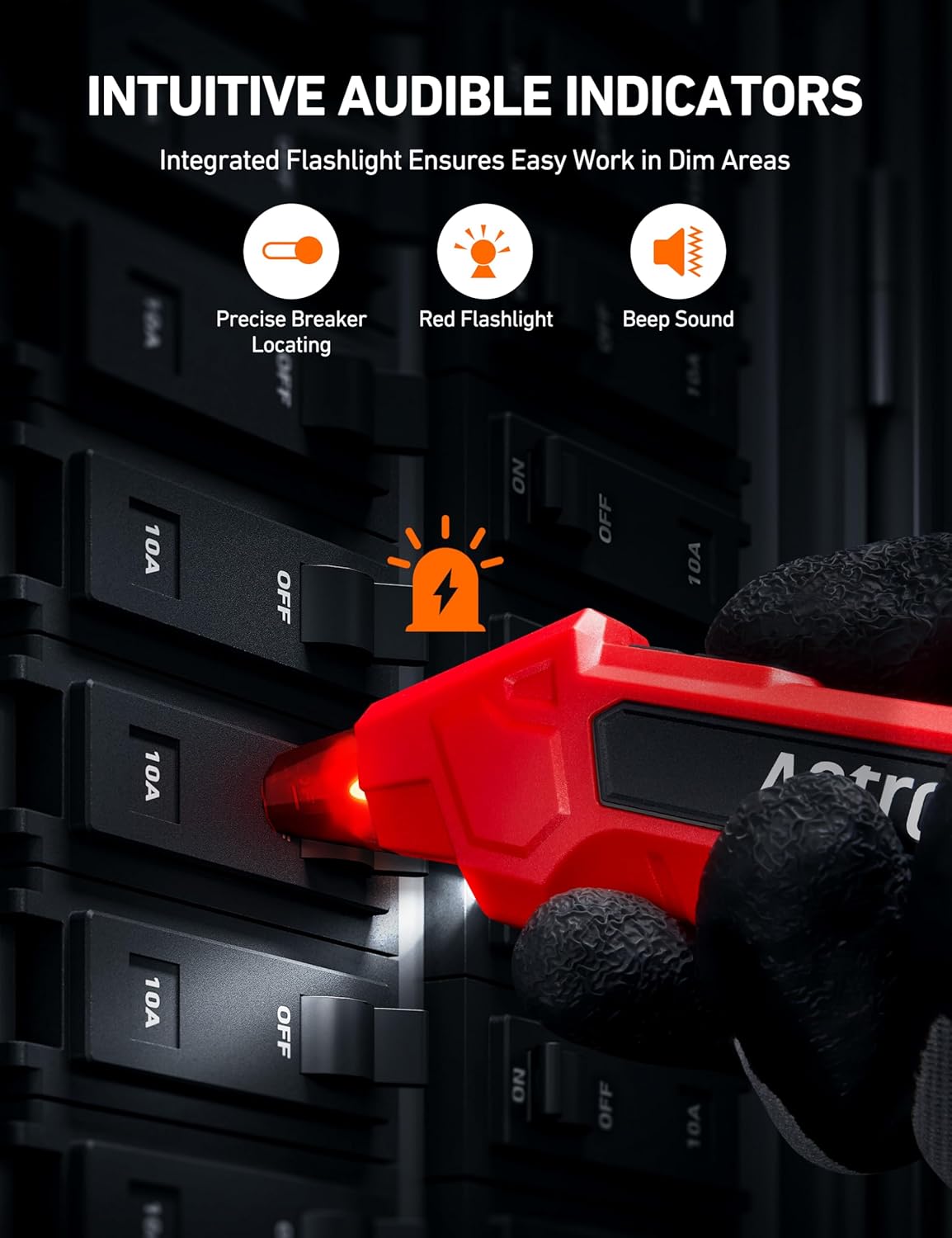 AstroAI Circuit Breaker Finder with GFCI Outlet Tester, Electrical Tester Tool for Home/Workshop Circuit Tracing, Quickly Locates Breakers with Indicators - Image 4