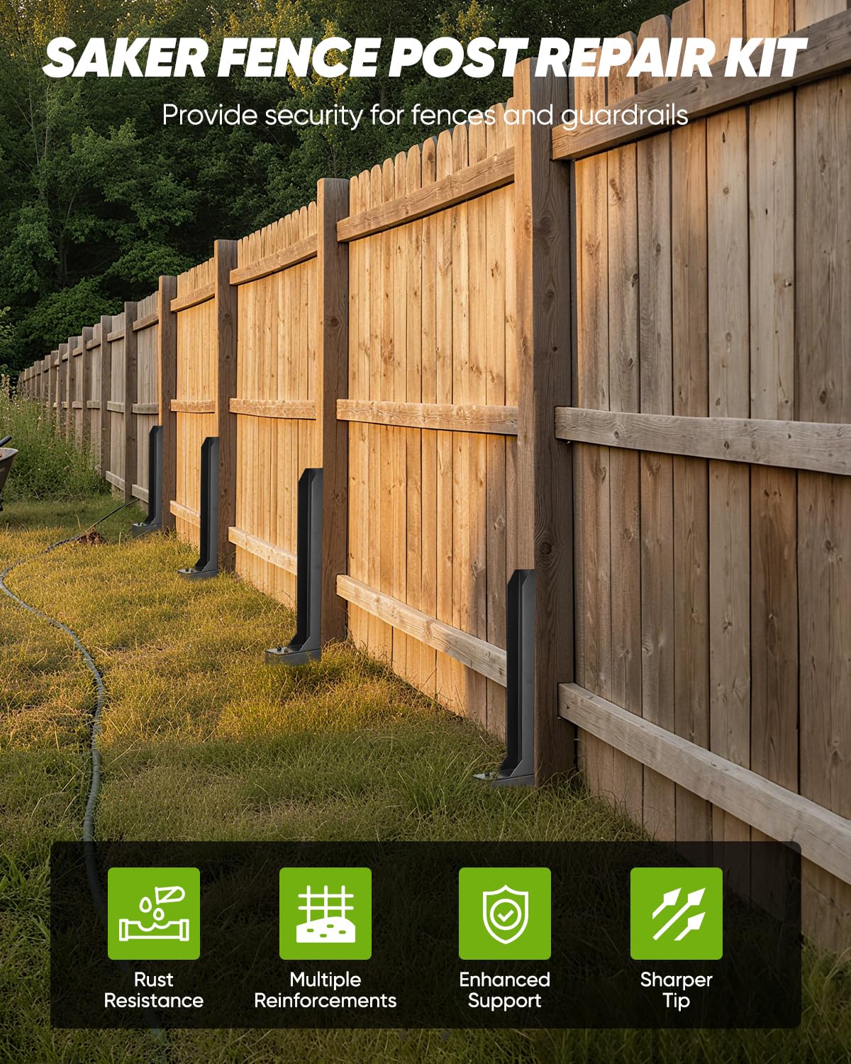 Saker Fence Post Repair Kit - Saker Heavy Duty Gate Brace Kit