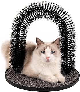 Pet Prime Cat Arch Self Groomer for Indoor Cats Back Scratcher Cat Grooming Massage Brush with Sturdy Cat Scratching Pad Durable Brusher