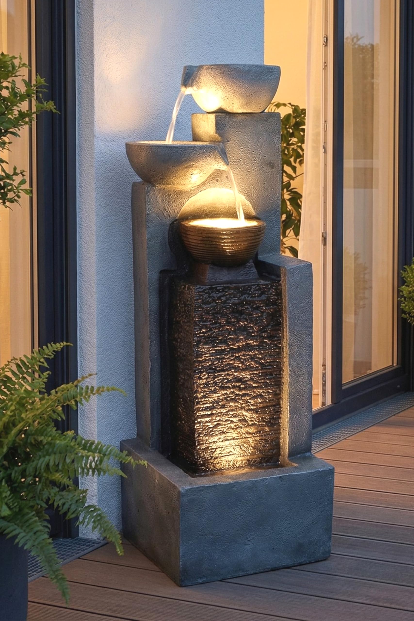 Arnusa Großer Gartenbrunnen mit LED Beleuchtung