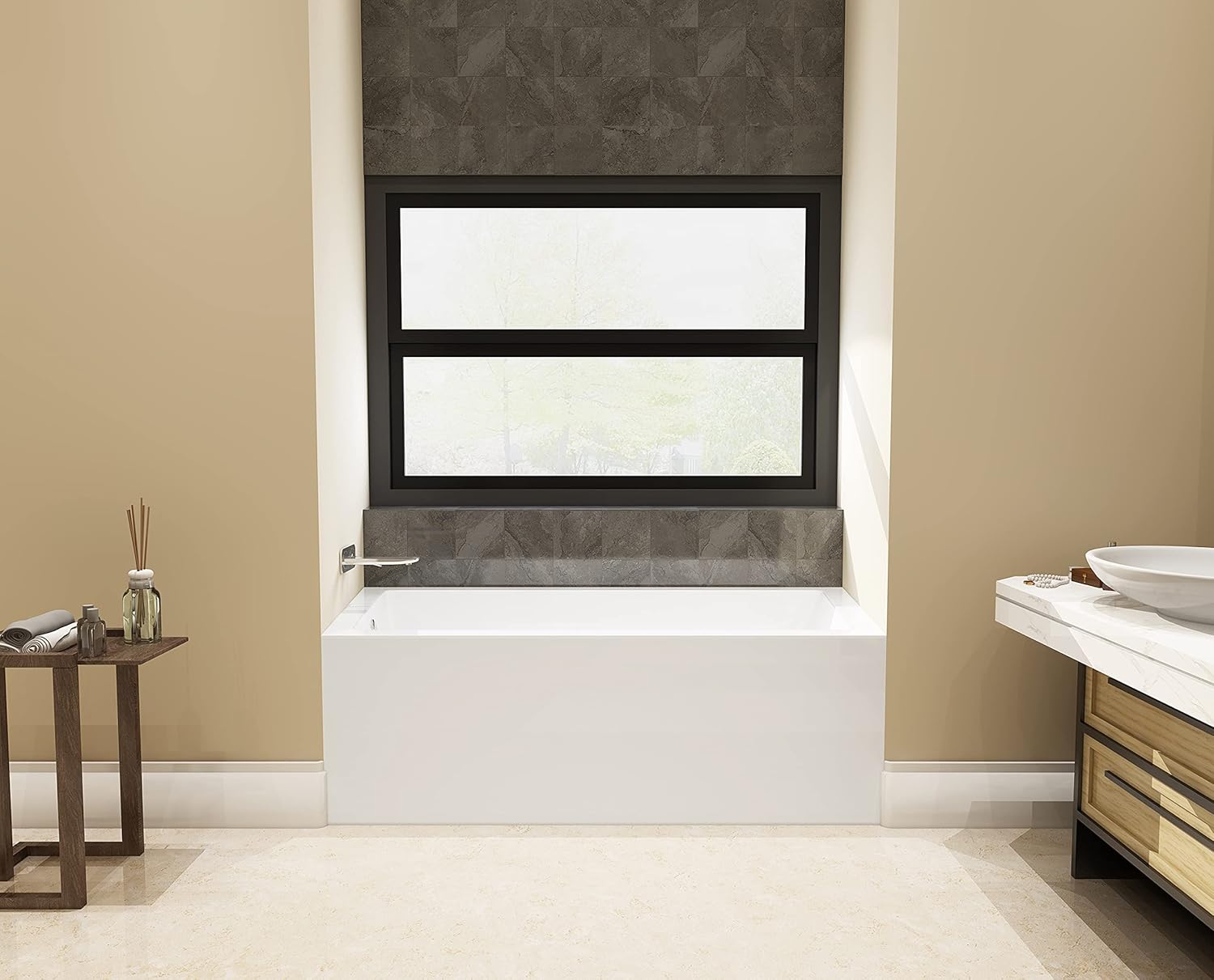 Kingston Brass Aqua Eden VTAP603622L 60-Inch Acrylic Alcove Tub with Left Hand Drain, White - Image 5