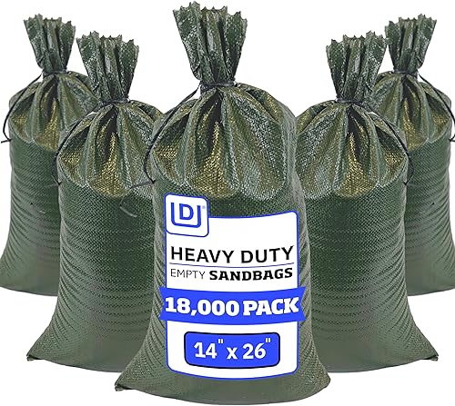 Miniatura 31 de DURASACK Bolsas de arena resistentes con cuerdas de amarre, bolsas de arena de polipropileno tejidas vacías para control de inundaciones con 1600