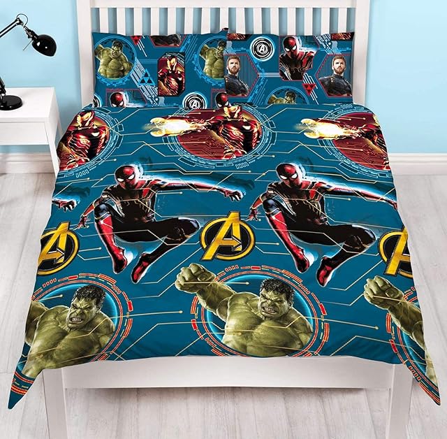 Official Avengers Endgame Double Duvet Cover Reversible Bedding Iron Man Spiderman Hulk Captain America