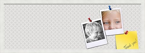 Miniatura 96 de PinPix Tablero de anuncios de corcho de 12 x 12 pulgadas. Este tablero decorativo enmarcado viene con diseño de círculos B W y un marco blanco