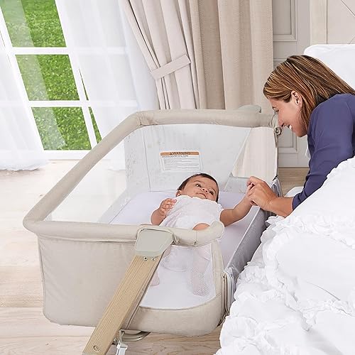 Miniatura 2 de Evolur Moisés estelar y cama de noche, fácil de plegar y transportar, ligero y portátil, altura ajustable, almohadilla de colchón incluida, beige