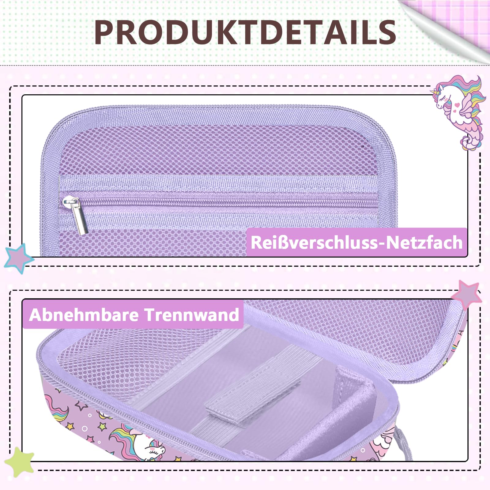 Leayjeen Borsa per fotocamera per bambini, compatibile con HiMont/Greenkid/Hiievpu/CalineGam/Gofunly/AMCLID/Uleway, con tracolla e maniglia (solo borsa), Cavalluccio marino viola, L, Cinghia per