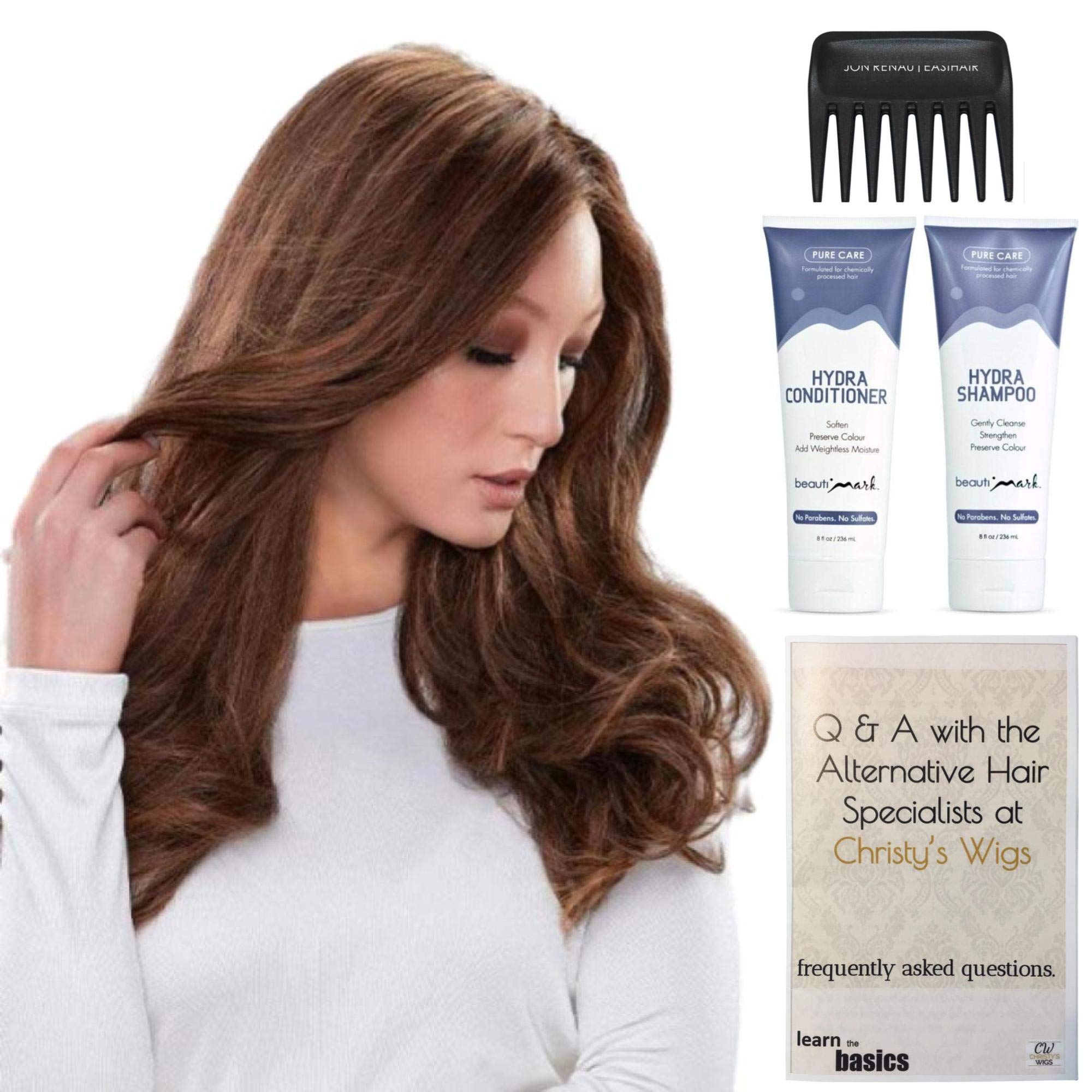 Amazon.com : Bundle - 5 item: Blake Large Exclusive Remy Human Hair Wig by  Jon Renau, Christy's Wigs Q & A Booklet, BeautiMark Hydra Shampoo &  Conditioner Wide Tooth Comb - Color: