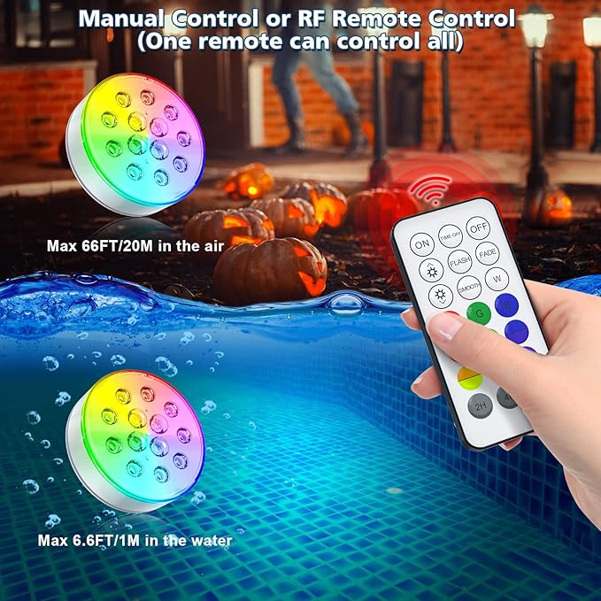 Luces LED Recargables Sumergibles IP68 con Control Remoto 4 Unidades miniatura 4
