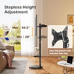 Roulement TV Support pour les téléviseurs 13-43", 33 lbs, Noir TV chariot, portrait ou rotation du paysage, boîte de rangement réglable et étagère, VESA jusqu'à 200x200