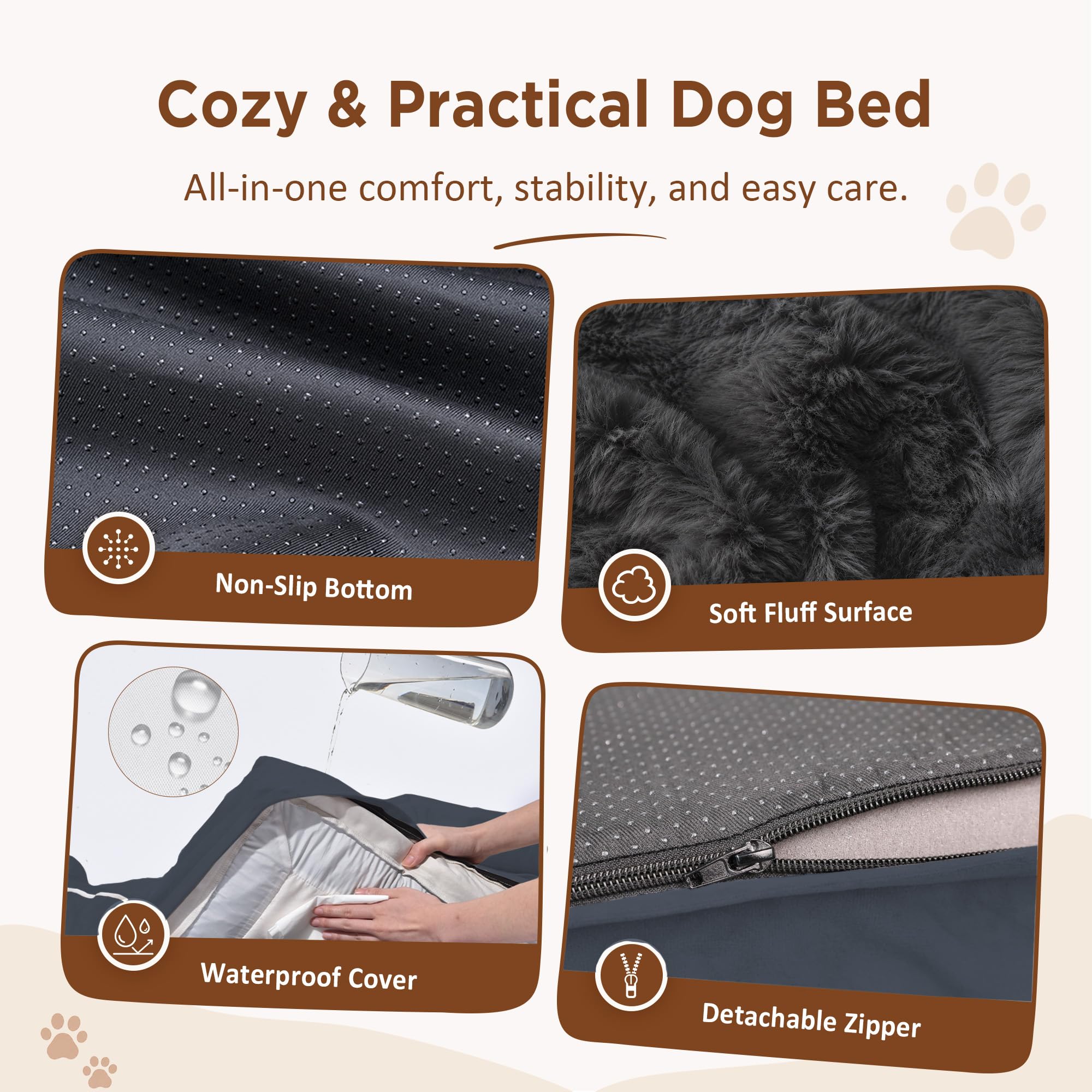 Comfort Expression Cama ortopédica para Perros extragrandes de 53 x 42 Pulgadas, Cama para Mascotas XXL de Espuma Impermeable con Cojines extraíbles, sofá para Perros con Funda Lavable y Parte