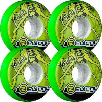 Eulogy Wheels Pro Eric Schrijn Retro Aggressive Inline Roller Skate Wheels Green 4pk