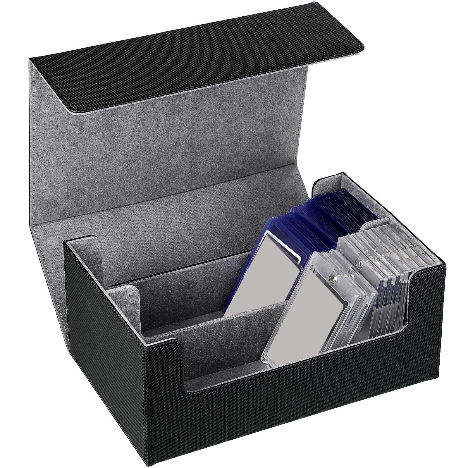 Boîte de rangement cartes magnétiques au design raffiné noir et gris pour TCG MTG
