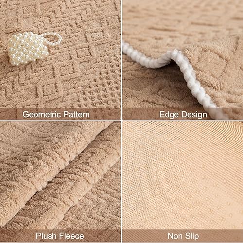 Miniatura 7 de vctops Funda de sofá de felpa jacquard tipo cable estilo bohemio para perros, funda suave y antideslizante para sofá seccional, gruesa y cálida,