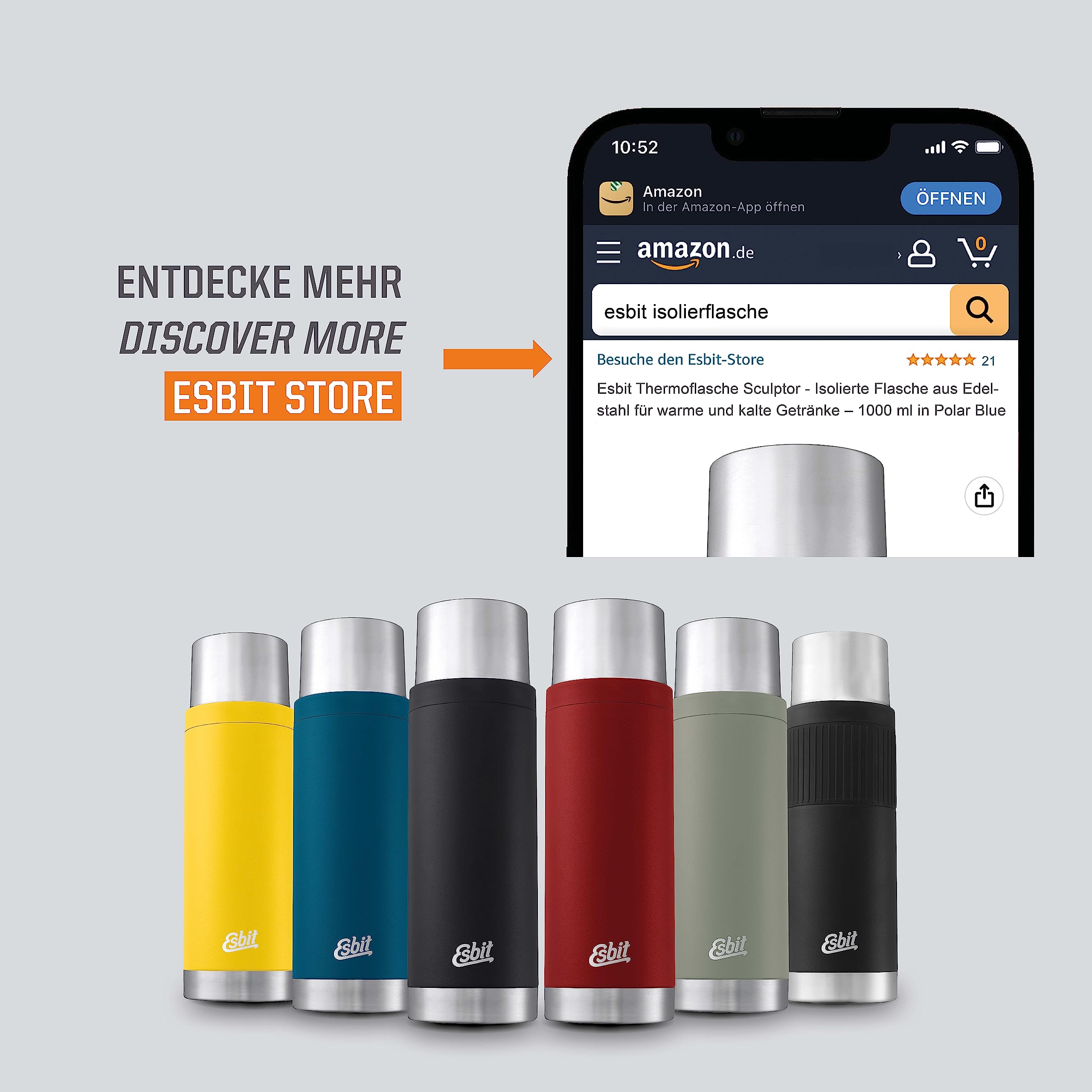 Esbit vf1000sc de SL BK Escultor con manguito, acero inoxidable, Negro – Termo, 1 L)