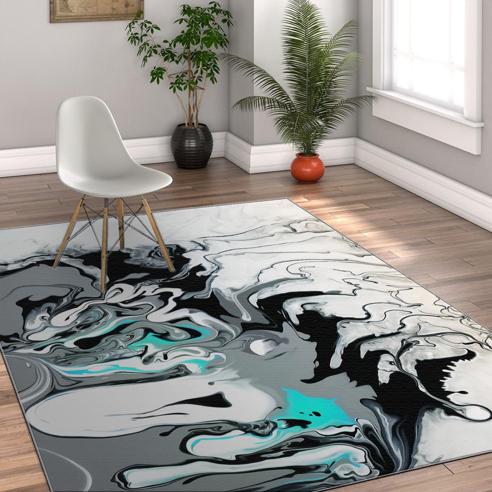 Yoga Mat Marmo Inchiostro Carta Texture Tappeti Area nera e grigia Morbido antiscivolo Indoor Living Room Runner Tappeti Tappeti moderni per la decorazione della casa 90x120cm